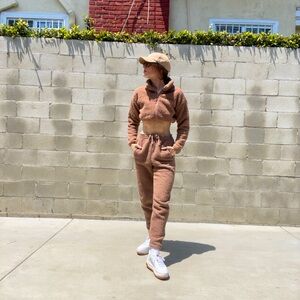 SKIMS Teddy Sherpa jogger pants and zip up top